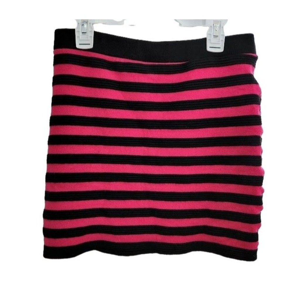 Forever 21 elastic stripes black/Pink Mini skirt L
